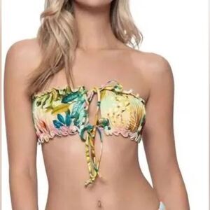 NWT PQ SWIM Remi ruched bandeau in yellow Bikini Set Sz L